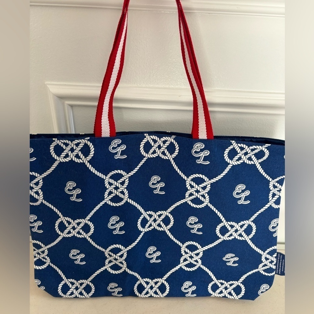 Estee Lauder Tote Bag Beach Blue White Knots Rope Nautical Brand New